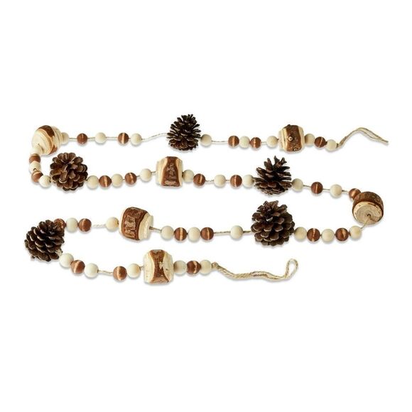 Transitional Traditional Natural Brown Pinecone Christmas Garland Bundle of 2 - Picture 2 of 7